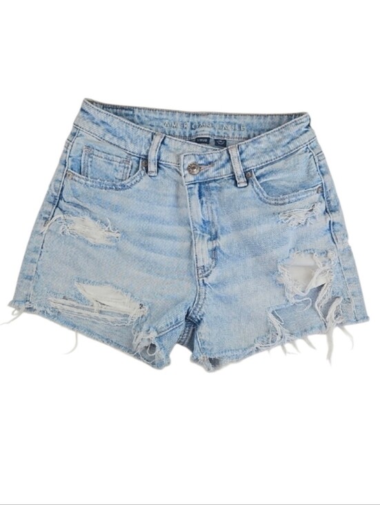 American Eagle Outfitters Pants - American Eagle Distressed Shredded Light Wash Denim Jean Shorts, Size 0